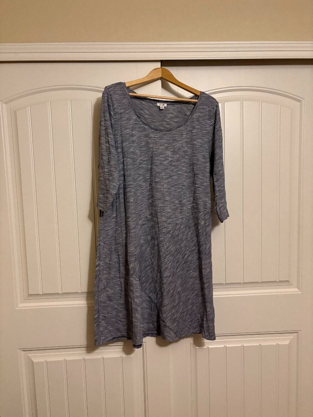 J. Jill Pure Jill Dress XL Xtra Large Marled Blue Long Sleeve Midi Length Cotton
